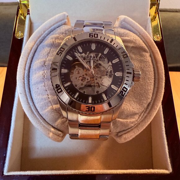 Stuhrling Regatta Antilles 773 Automatic Skeleton Solid Steel Watch, 44mm